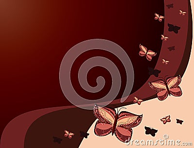Red pink butterfly background Vector Illustration