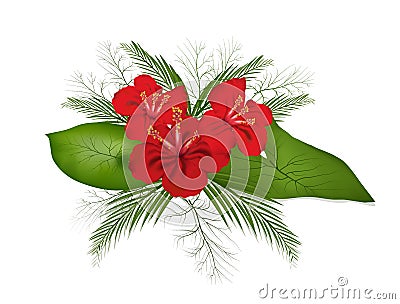 Garden red flower isolated on white background in realism style for design Vector Illustration