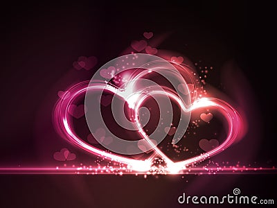Red pink glowing hearts frame Stock Photo