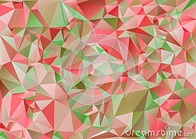 Red pink and Green polygonal illustration. Geometric background. Triangular design in Raster. Cartoon Illustration