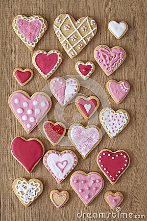 Red and pink heart cookies Stock Photo