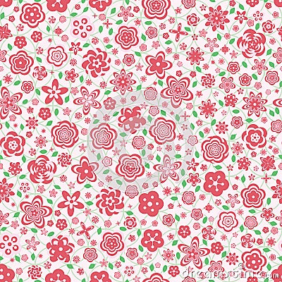 Red pink modern flower seamless pattern Vector Illustration