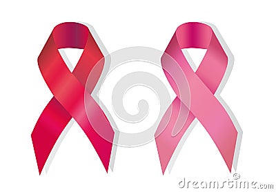 Red and pink ribbons Vector Illustration