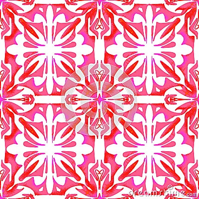 Red and pink texture symmetric ornament Stock Photo
