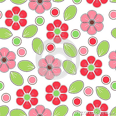 Red and pink watercolored flowers background Stock Photo