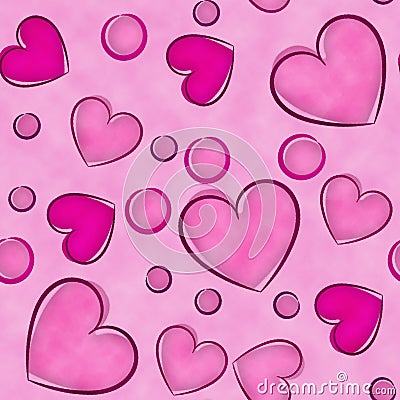 Red and pink watercolored hearts background Stock Photo