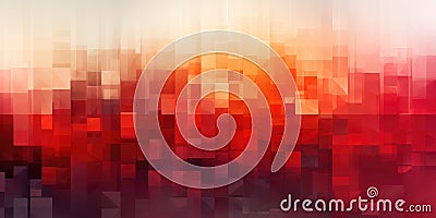 Red pixel background, horizontal banner image. Generative AI Stock Photo