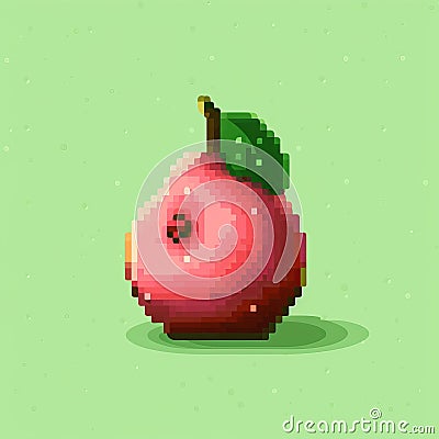 Pixel Art Illustration: Guava Game Item In 8-bit Style Stock Photo