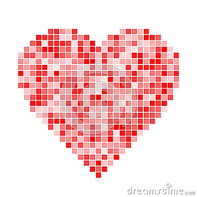 Red pixel Heart Vector Illustration