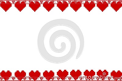 Red pixel hearts on white background. Stock Photo