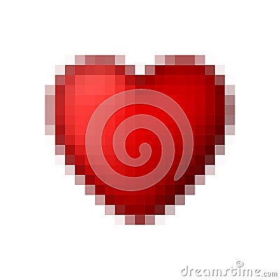 Red pixelated heart shape icon Vector Illustration
