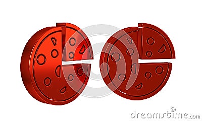 Red Pizza icon isolated on transparent background. Fast food menu. Stock Photo