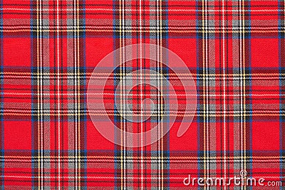 Red plaid, checkered scottish fabric background Stock Photo