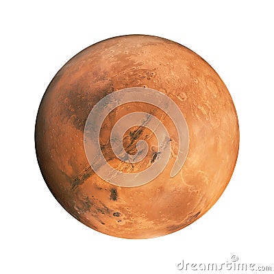 Red planet Mars on an isolated white background. Element for designers Stock Photo