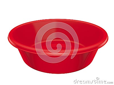 Red plastic basin isolated Stock Photo