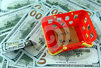 Red plastic basket money dollar Stock Photo