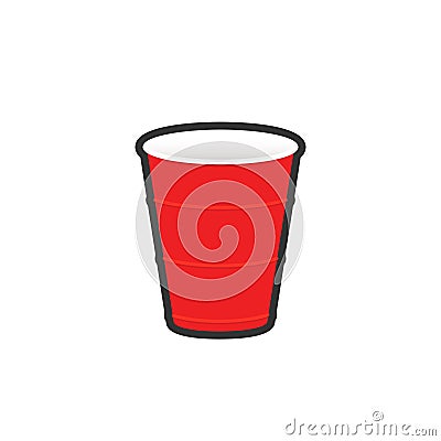 Red plastic cup sticker Vector Illustration