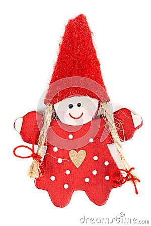 Red plastic doll keychain Stock Photo