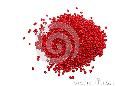 Red plastic granules Stock Photo