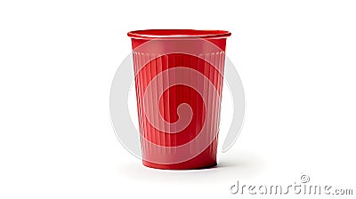 Red plastic Party Cup isolated on white background. Generative AI. Stock Photo