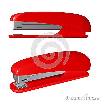 Red plastic stapler Vector Illustration