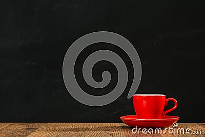 Red plate coffee cup show blank design area Stock Photo