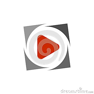 Red play button icon. Stock Photo