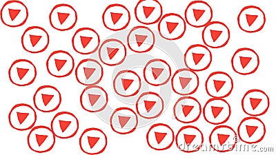 Red play button illustration on white background Cartoon Illustration