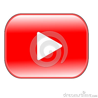 Red play button isolated Stock Photo