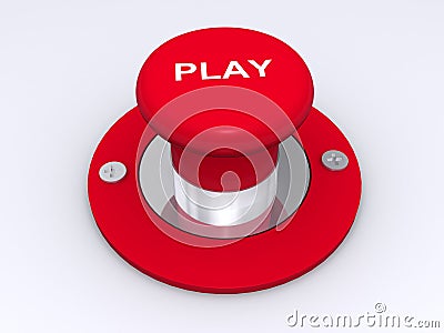 Red play push button Stock Photo