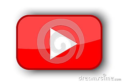 red play sign on white background. Play online. Social media. Video player. Vector illustration. stock image. Vector Illustration