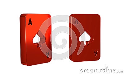 Red Playing card with spades symbol icon isolated on transparent background. Casino gambling. Stock Photo
