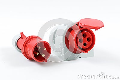 Red plug and socket Stock Photo