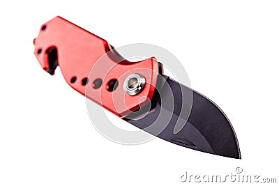 Red pocket knife over white Stock Photo