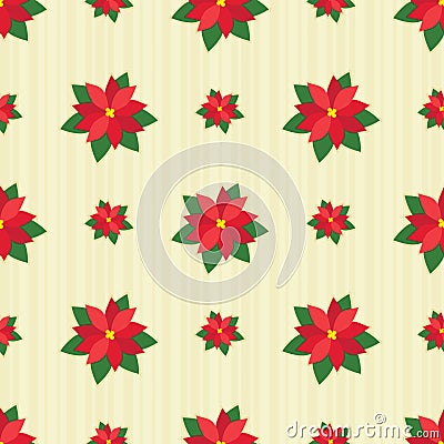 Red Poinsettia Seamless Tile Vector Illustration