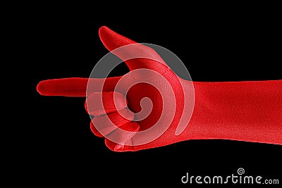 Red pointing finger Stock Photo