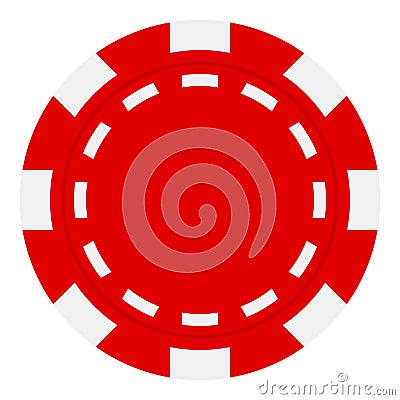 Red Poker Chip Flat Icon Isolated on White Vector Illustration