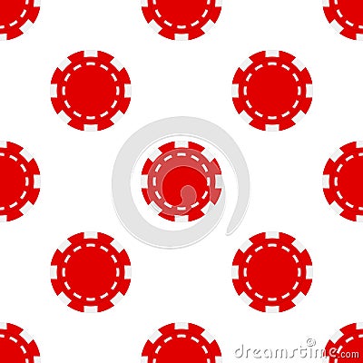 Red Poker Chip Icon Seamless Pattern Vector Illustration