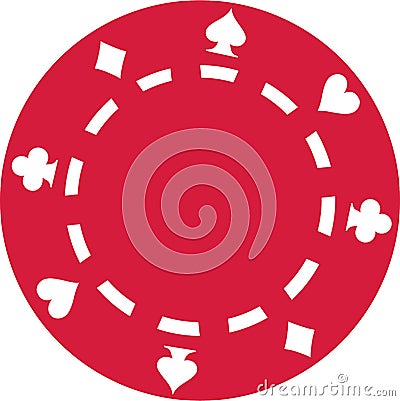 Red Poker gambling chip Vector Illustration