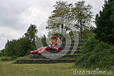 Family expansion at the big Funnelman along the A27 The Netherlands 2020 Editorial Stock Photo