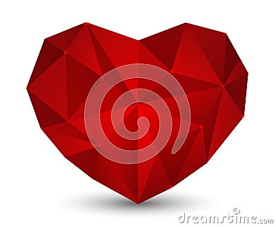 Red polygon heart Vector Illustration