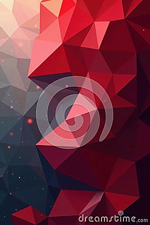 Red polygon mosaic, dynamic triangular shapes , backdrop, dynamic Cartoon Illustration