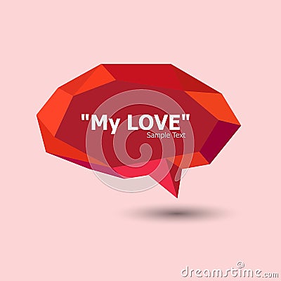 Red polygonal geometric speech bubble Vector Illustration