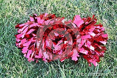 Red Pom Poms Stock Photo