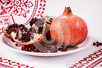 Red pomegranate . Life symbol. Stock Photo