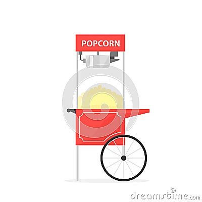 Red popcorn cart Vector Illustration