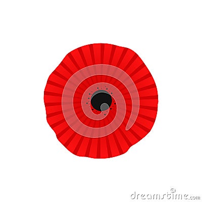 Red poppy flat icon. Stylized flower symbol. Vector Illustration