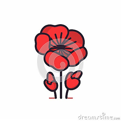 Poppy Flower Logo Icon Vector Illustration Template Stock Photo