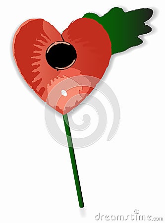 Poppy Heart Vector Illustration