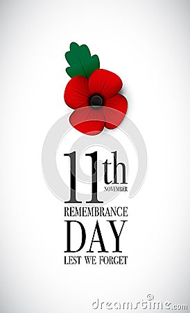 Red poppy remembrance day Vector Illustration